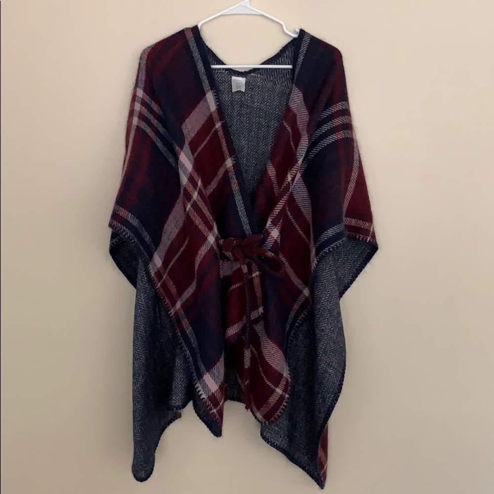 Plaid Poncho Sweater